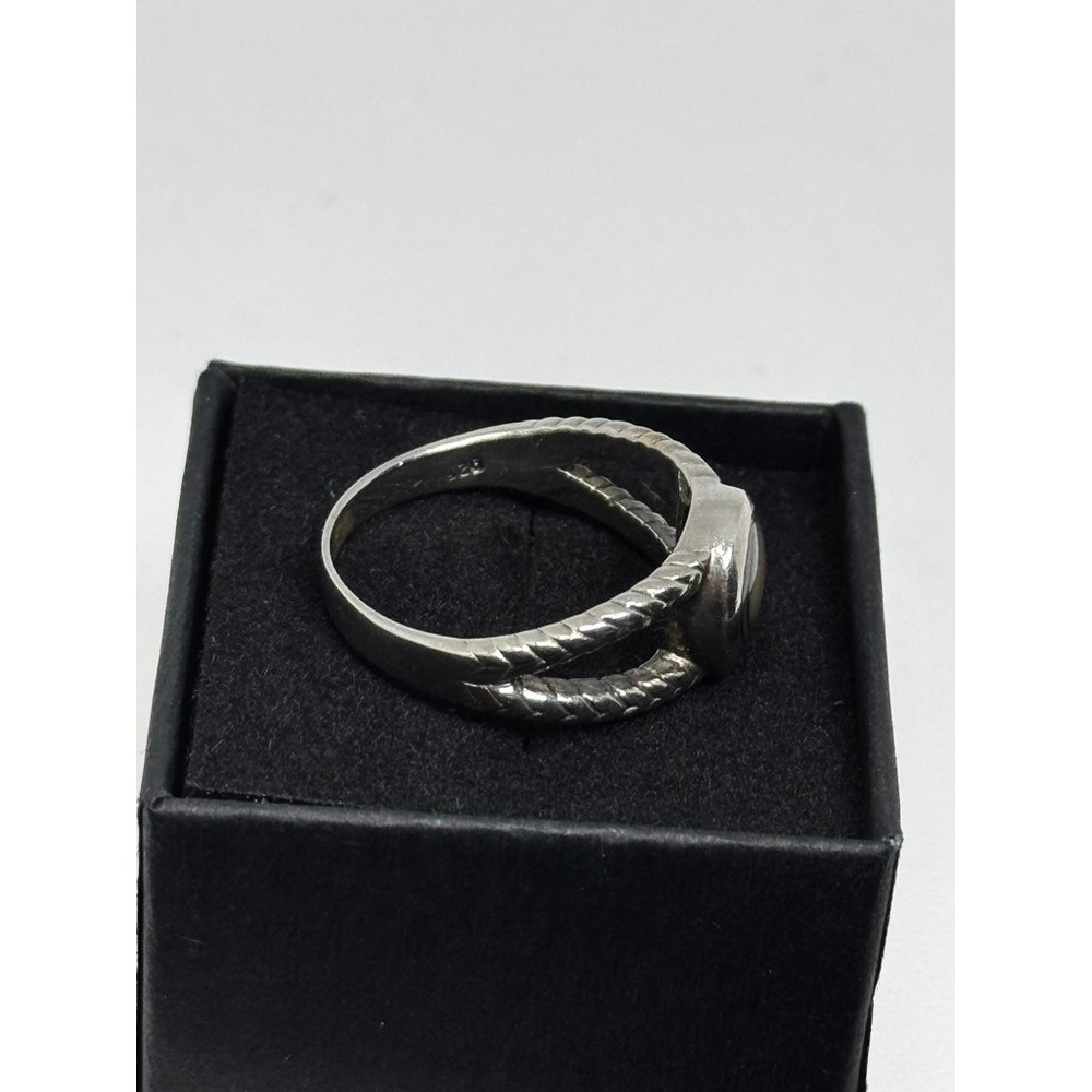 Sterling Silver Abalone Shell Split Shank Ring Size 8.75 Braided Band 925 - Picture 8 of 11